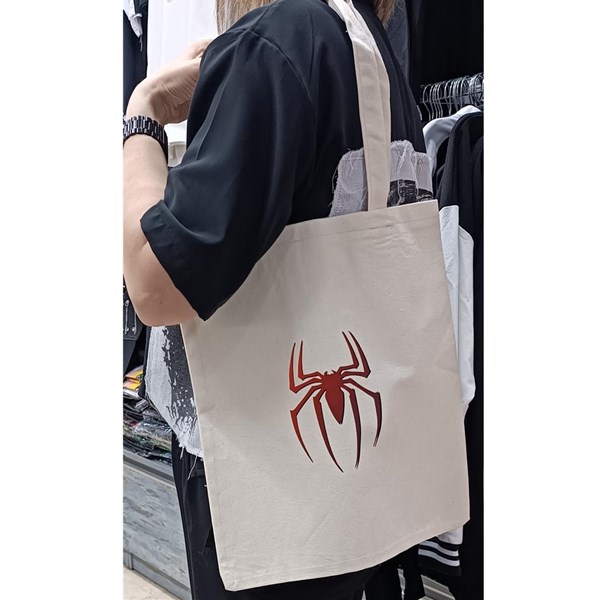 Spider Baskılı Bez Çanta