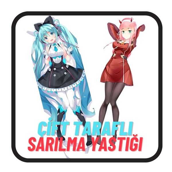 Hatsune Miku&Zero Two Çİft Taraflı Sarılma Yastık KIlıfı