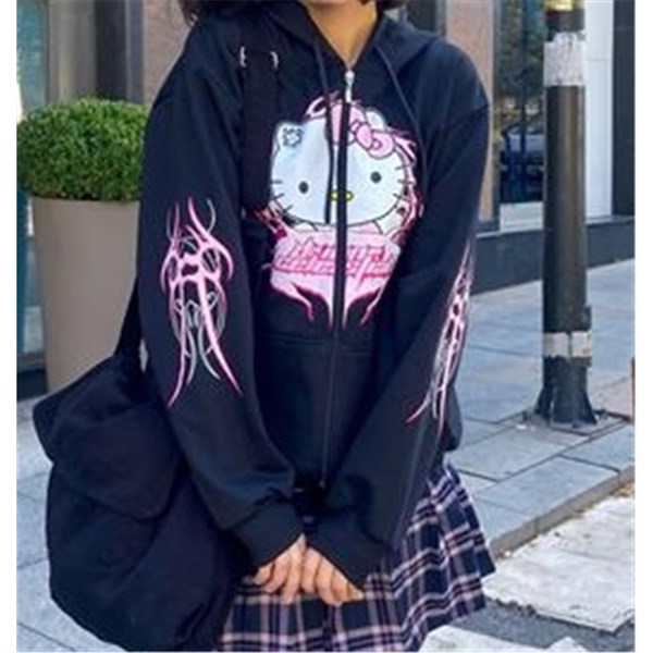 Hello Kitty Fermuarlı (Unisex) Kapüşonlu